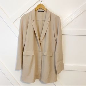 Zara Oversized Longline Boyfriend Blazer Cream S